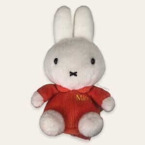 Vintage Y2K 2000 Mini Miffy Bunny Rabbit Character White & Orange Plush Plushie